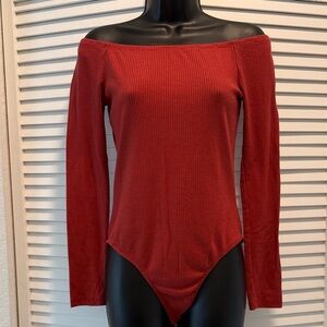 Off-Shoulder Red Bodysuit